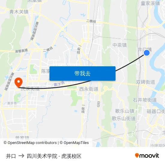 井口 to 四川美术学院 - 虎溪校区 map