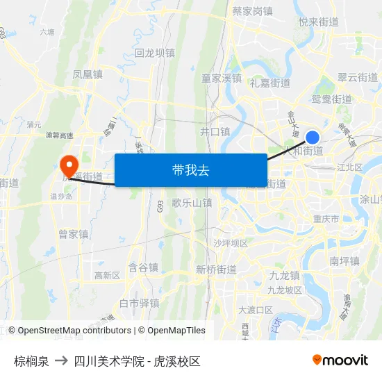 棕榈泉 to 四川美术学院 - 虎溪校区 map