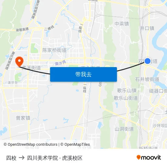 四校 to 四川美术学院 - 虎溪校区 map