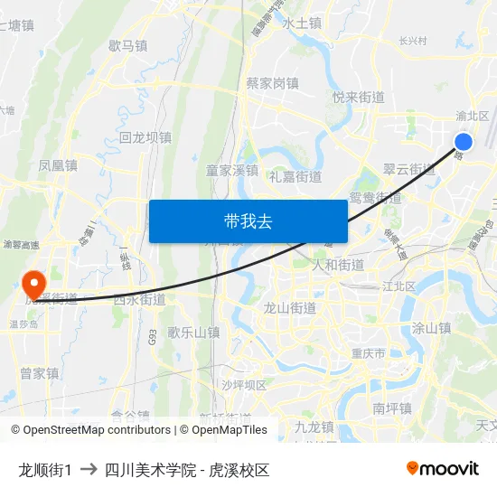 龙顺街1 to 四川美术学院 - 虎溪校区 map