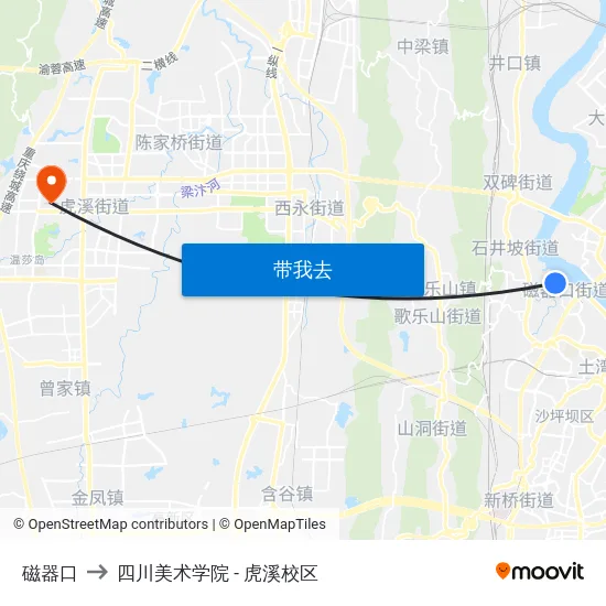 磁器口 to 四川美术学院 - 虎溪校区 map