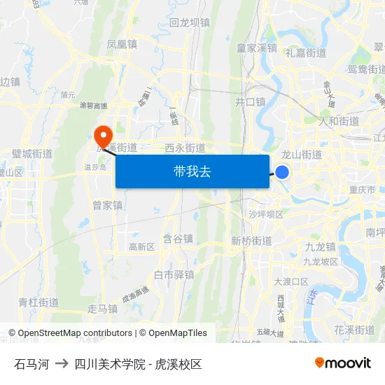 石马河 to 四川美术学院 - 虎溪校区 map