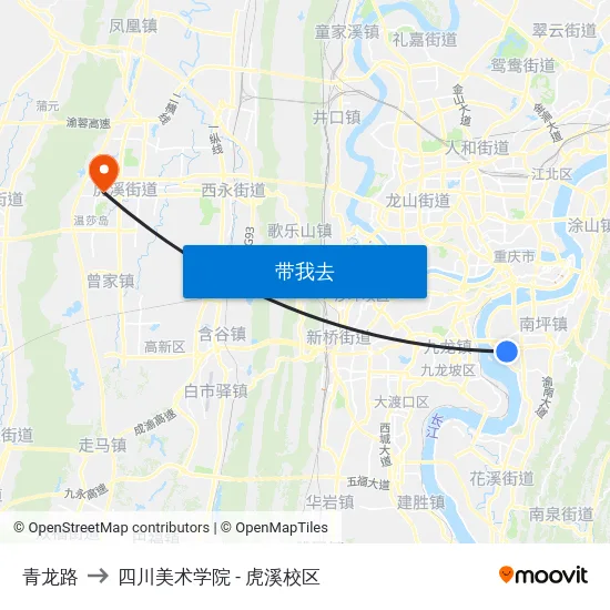 青龙路 to 四川美术学院 - 虎溪校区 map