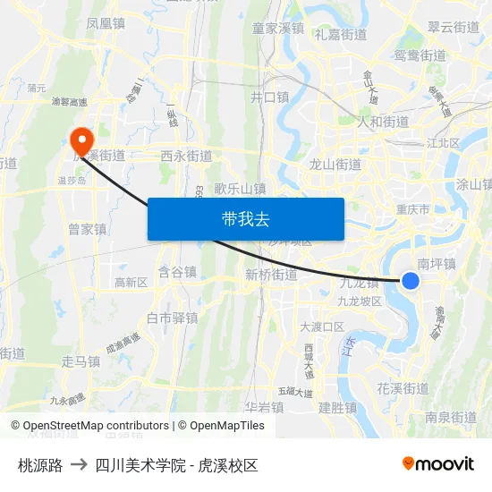 桃源路 to 四川美术学院 - 虎溪校区 map