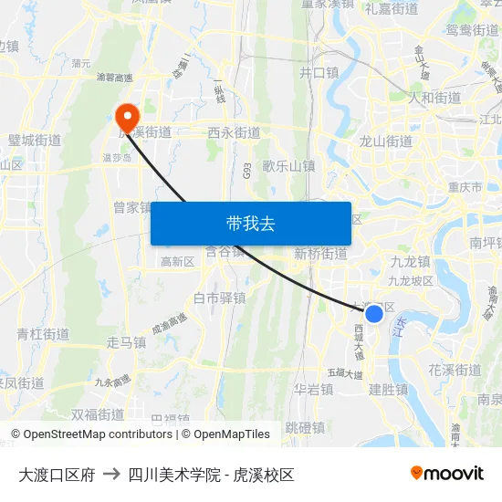 大渡口区府 to 四川美术学院 - 虎溪校区 map