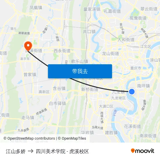 江山多娇 to 四川美术学院 - 虎溪校区 map