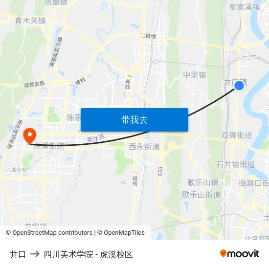 井口 to 四川美术学院 - 虎溪校区 map