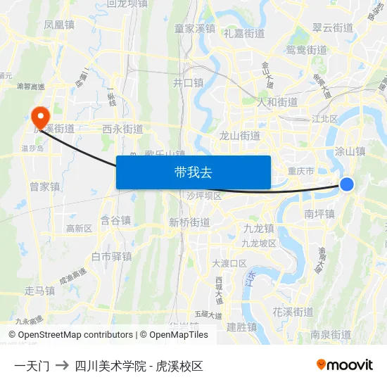 一天门 to 四川美术学院 - 虎溪校区 map