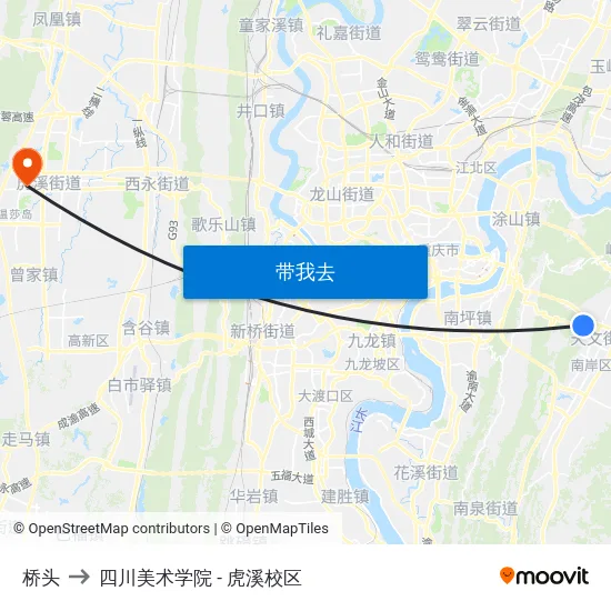 桥头 to 四川美术学院 - 虎溪校区 map