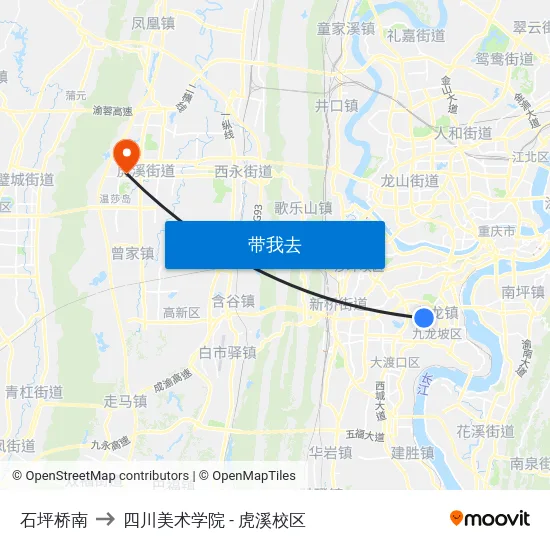 石坪桥南 to 四川美术学院 - 虎溪校区 map