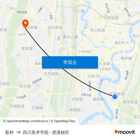 新村 to 四川美术学院 - 虎溪校区 map