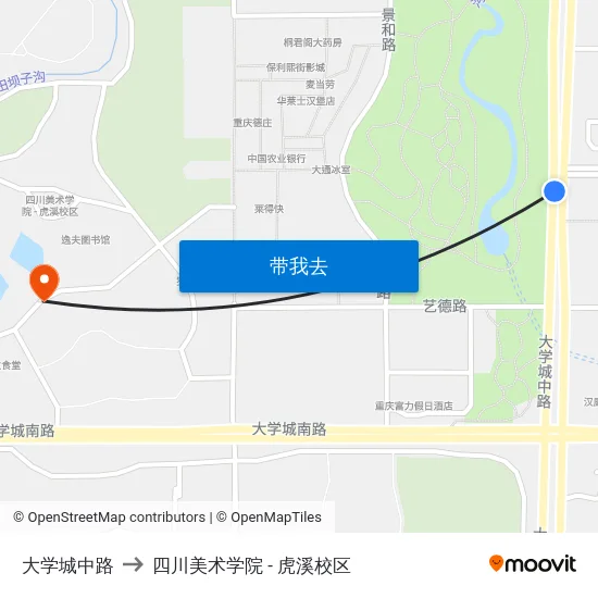 大学城中路 to 四川美术学院 - 虎溪校区 map