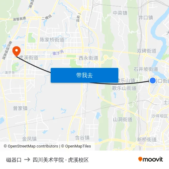 磁器口 to 四川美术学院 - 虎溪校区 map