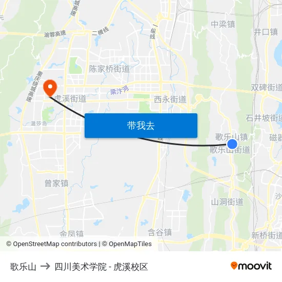 歌乐山 to 四川美术学院 - 虎溪校区 map