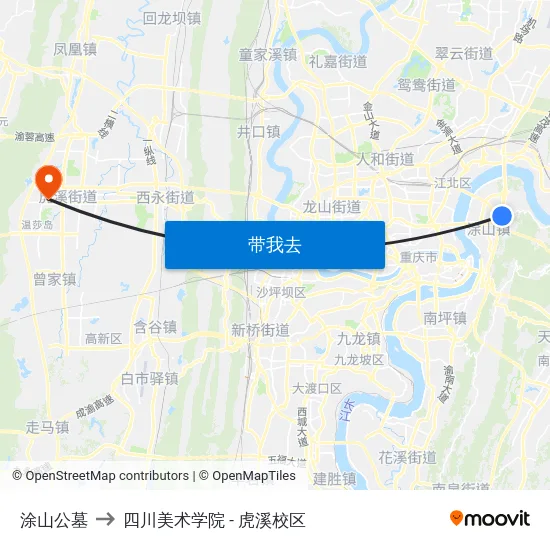 涂山公墓 to 四川美术学院 - 虎溪校区 map