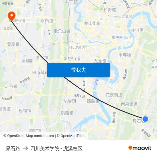 界石路 to 四川美术学院 - 虎溪校区 map