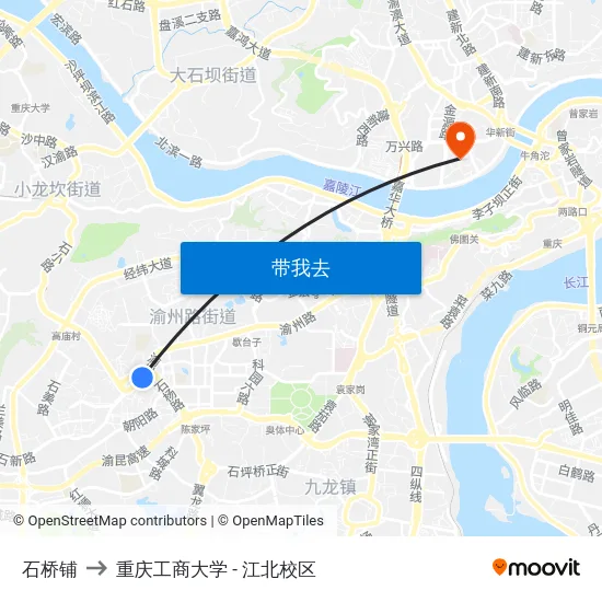 石桥铺 to 重庆工商大学 - 江北校区 map