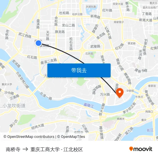南桥寺 to 重庆工商大学 - 江北校区 map