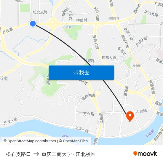 松石支路口 to 重庆工商大学 - 江北校区 map