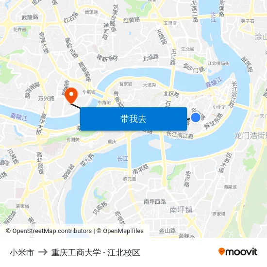 小米市 to 重庆工商大学 - 江北校区 map