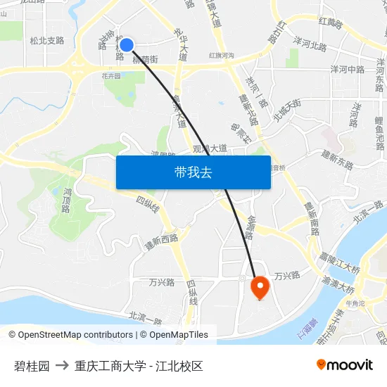 碧桂园 to 重庆工商大学 - 江北校区 map