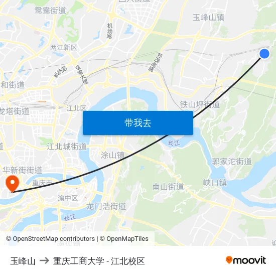 玉峰山 to 重庆工商大学 - 江北校区 map