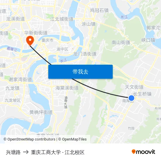 兴塘路 to 重庆工商大学 - 江北校区 map