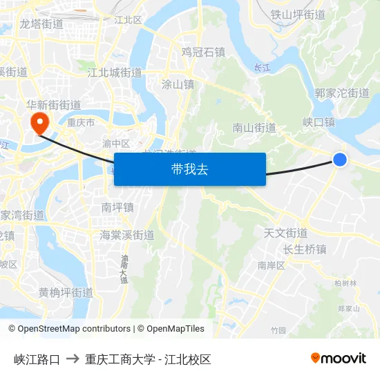 峡江路口 to 重庆工商大学 - 江北校区 map