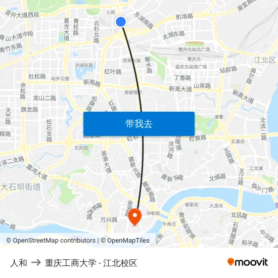 人和 to 重庆工商大学 - 江北校区 map