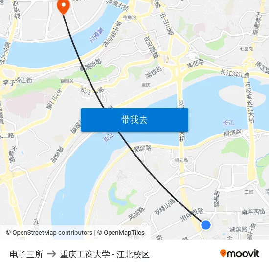 电子三所 to 重庆工商大学 - 江北校区 map