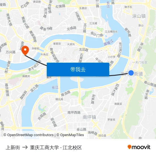上新街 to 重庆工商大学 - 江北校区 map