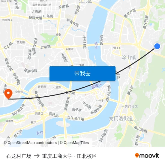 石龙村广场 to 重庆工商大学 - 江北校区 map