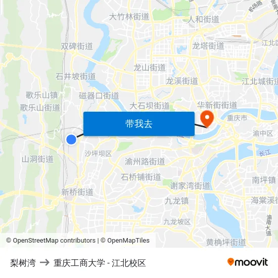 梨树湾 to 重庆工商大学 - 江北校区 map