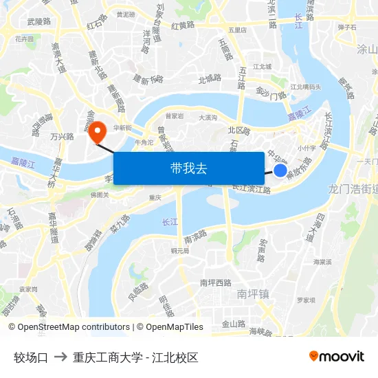 较场口 to 重庆工商大学 - 江北校区 map
