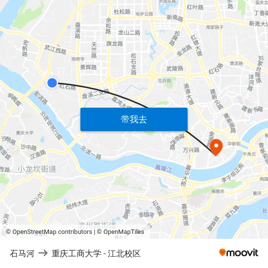 石马河 to 重庆工商大学 - 江北校区 map