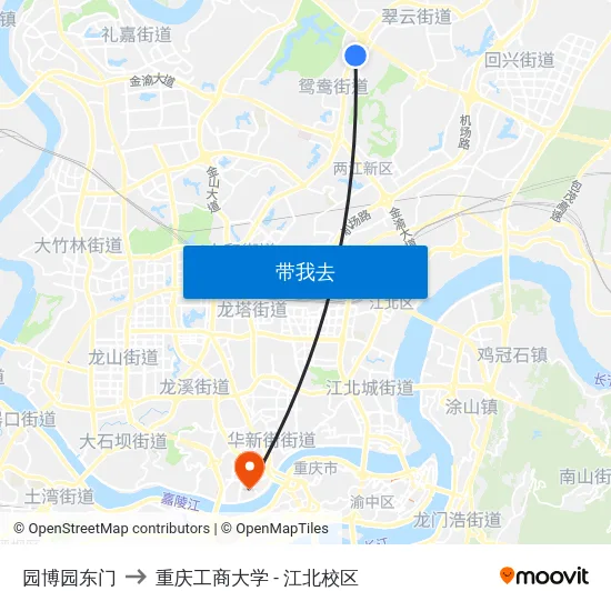 园博园东门 to 重庆工商大学 - 江北校区 map