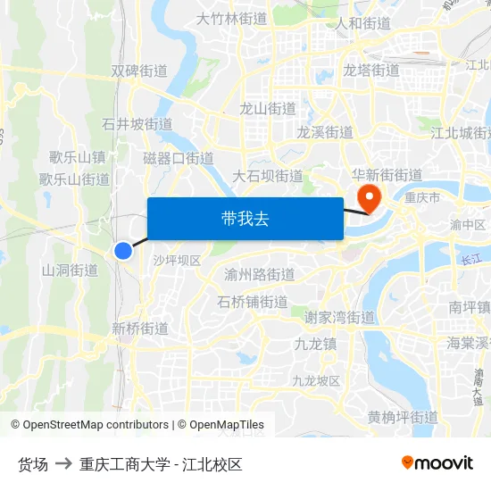 货场 to 重庆工商大学 - 江北校区 map