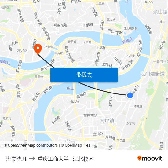 海棠晓月 to 重庆工商大学 - 江北校区 map