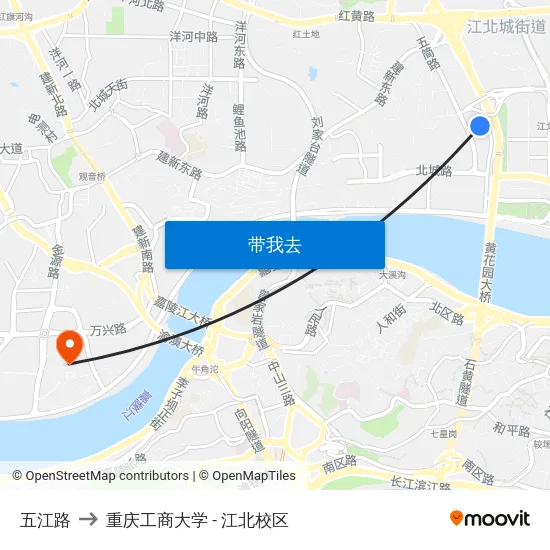 五江路 to 重庆工商大学 - 江北校区 map