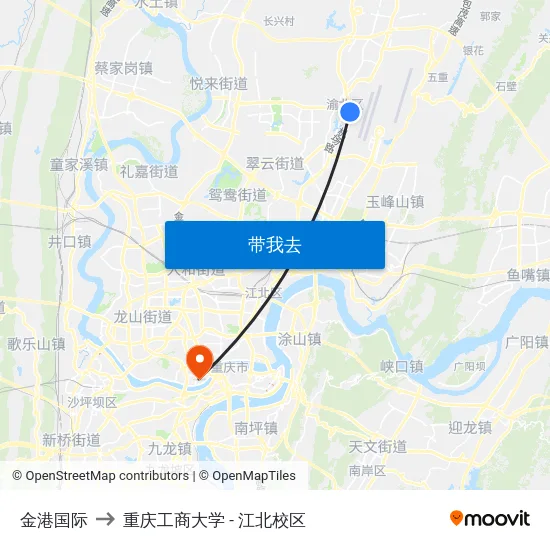 金港国际 to 重庆工商大学 - 江北校区 map
