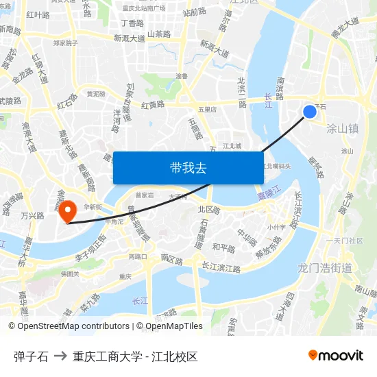 弹子石 to 重庆工商大学 - 江北校区 map