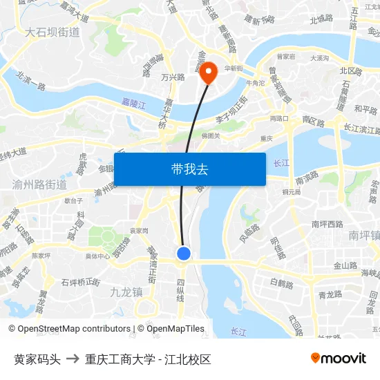 黄家码头 to 重庆工商大学 - 江北校区 map
