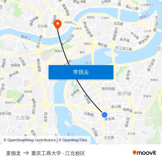 麦德龙 to 重庆工商大学 - 江北校区 map