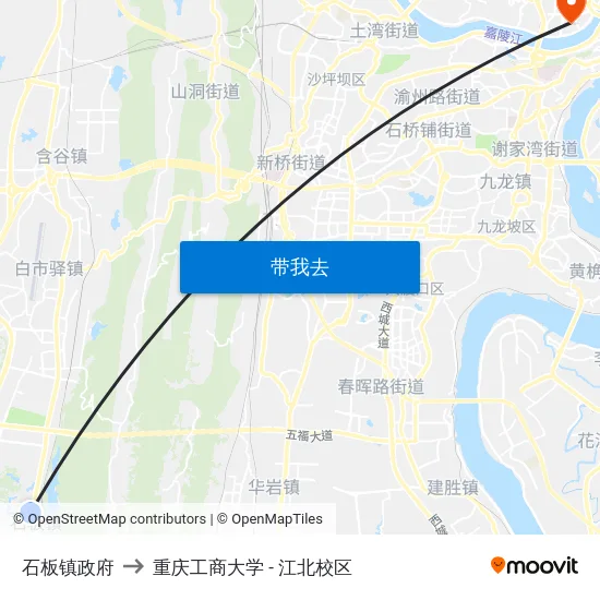 石板镇政府 to 重庆工商大学 - 江北校区 map
