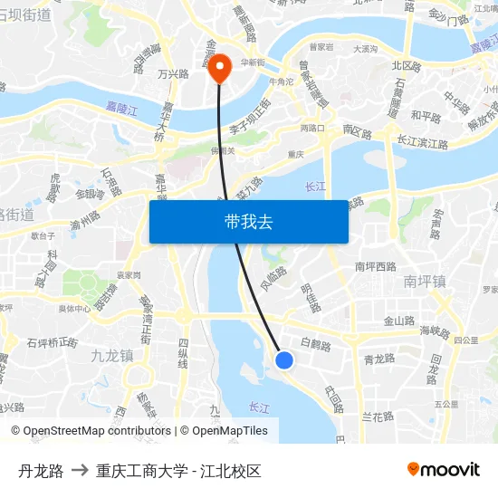 丹龙路 to 重庆工商大学 - 江北校区 map