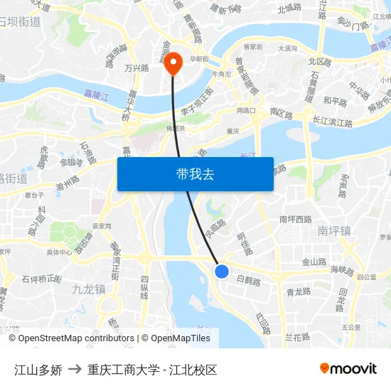 江山多娇 to 重庆工商大学 - 江北校区 map