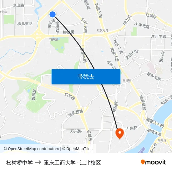 松树桥中学 to 重庆工商大学 - 江北校区 map