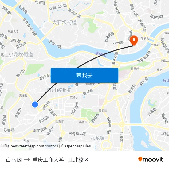 白马凼 to 重庆工商大学 - 江北校区 map