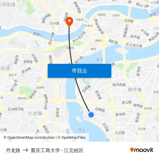 丹龙路 to 重庆工商大学 - 江北校区 map