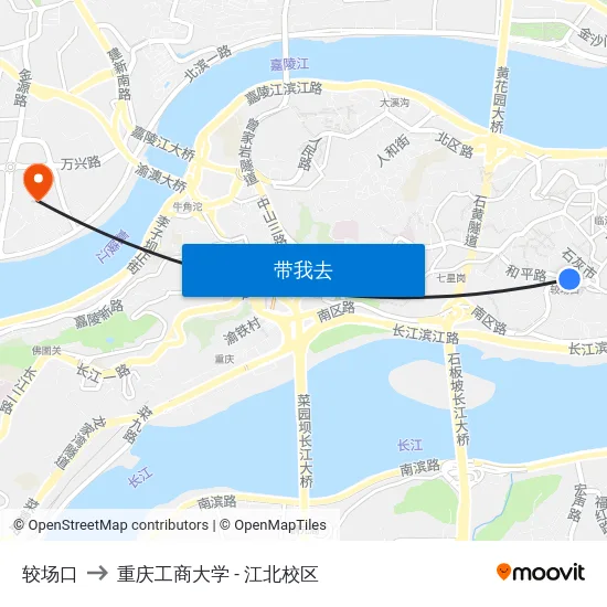 较场口 to 重庆工商大学 - 江北校区 map
